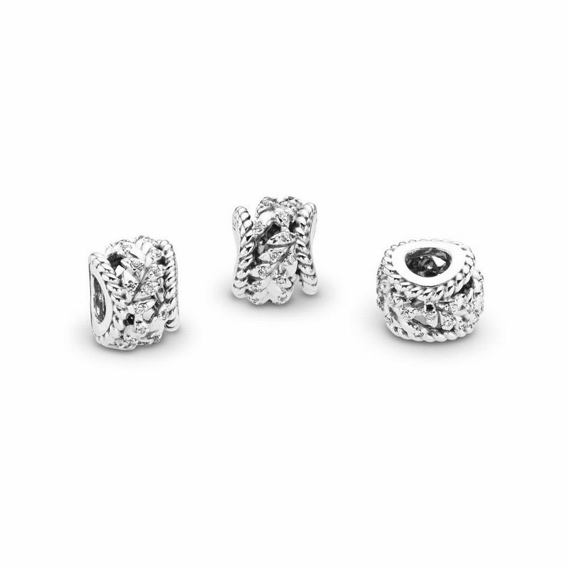 Pandora Dazzling Grain Swirls Charm - Sterling Silver/Cubic Zirconia - Canada | DJ3303JC